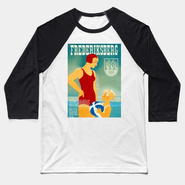 Vintage Travel Poster Denmark Frederiksberg Baseball T-Shirt by vintagetreasure